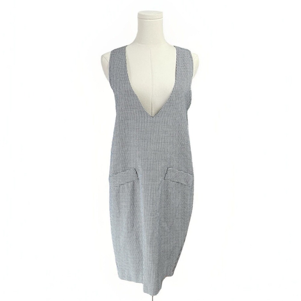 Michele VTG 90s Houndstooth Jumper Overall Dress Sz 6 Sleeveless Academia - Picture 2 of 12